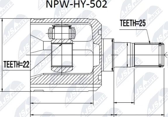 NTY NPW-HY-502 - Šarnīru komplekts, Piedziņas vārpsta www.autospares.lv