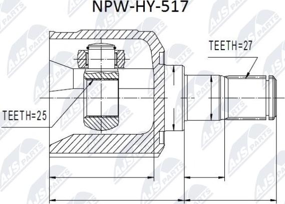 NTY NPW-HY-517 - Šarnīru komplekts, Piedziņas vārpsta www.autospares.lv