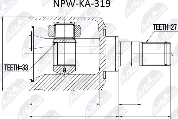 NTY NPW-KA-319 - Šarnīru komplekts, Piedziņas vārpsta www.autospares.lv