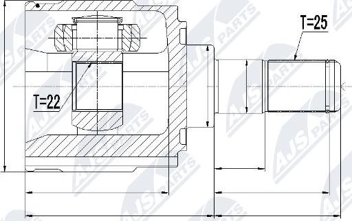 NTY NPW-KA-314 - Шарнирный комплект, ШРУС, приводной вал www.autospares.lv