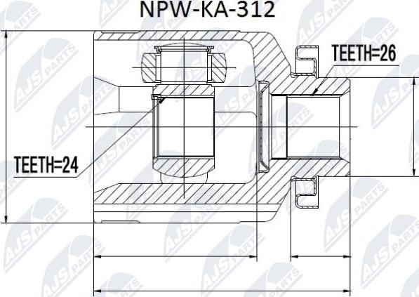 NTY NPW-KA-312 - Šarnīru komplekts, Piedziņas vārpsta www.autospares.lv