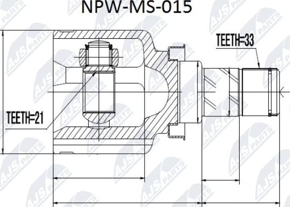 NTY NPW-MS-015 - Šarnīru komplekts, Piedziņas vārpsta www.autospares.lv