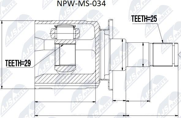 NTY NPW-MS-034 - Šarnīru komplekts, Piedziņas vārpsta www.autospares.lv