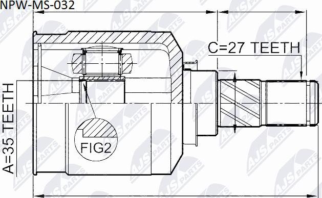 NTY NPW-MS-032 - Šarnīru komplekts, Piedziņas vārpsta www.autospares.lv