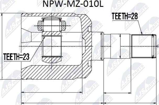 NTY NPW-MZ-010L - Šarnīru komplekts, Piedziņas vārpsta www.autospares.lv