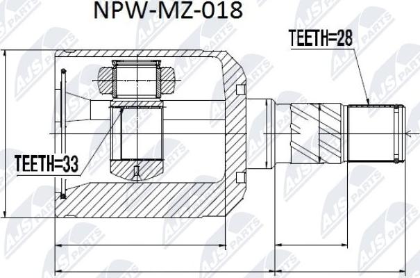 NTY NPW-MZ-018 - Šarnīru komplekts, Piedziņas vārpsta www.autospares.lv