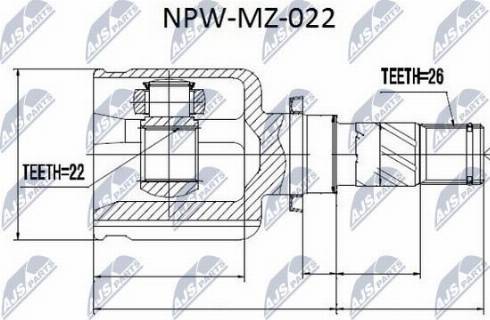 NTY NPW-MZ-022 - Šarnīru komplekts, Piedziņas vārpsta www.autospares.lv