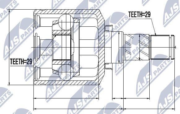 NTY NPW-NS-044 - Šarnīru komplekts, Piedziņas vārpsta www.autospares.lv