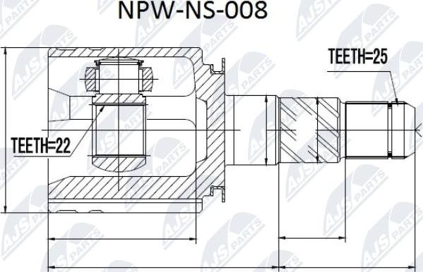 NTY NPW-NS-008 - Šarnīru komplekts, Piedziņas vārpsta www.autospares.lv