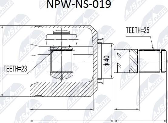 NTY NPW-NS-019 - Šarnīru komplekts, Piedziņas vārpsta www.autospares.lv