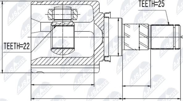 NTY NPW-NS-014 - Šarnīru komplekts, Piedziņas vārpsta www.autospares.lv