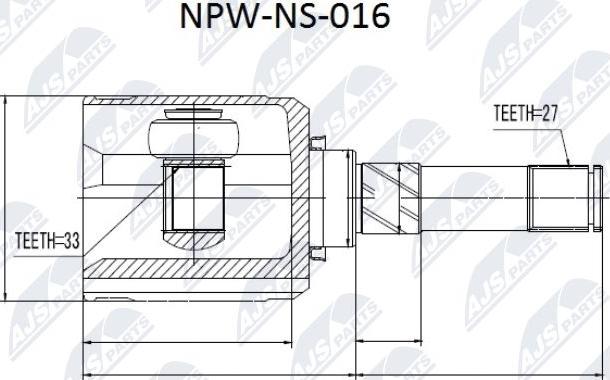 NTY NPW-NS-016 - Šarnīru komplekts, Piedziņas vārpsta www.autospares.lv