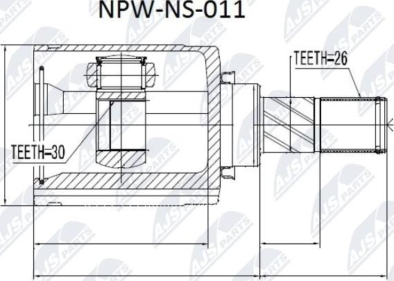 NTY NPW-NS-011 - Šarnīru komplekts, Piedziņas vārpsta www.autospares.lv