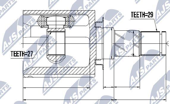 NTY NPW-NS-035 - Šarnīru komplekts, Piedziņas vārpsta www.autospares.lv