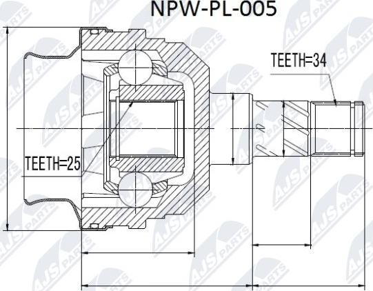 NTY NPW-PL-005 - Šarnīru komplekts, Piedziņas vārpsta www.autospares.lv