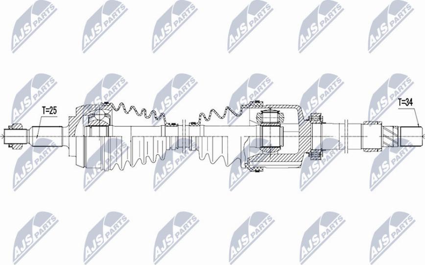 NTY NPW-RE-095 - Piedziņas vārpsta www.autospares.lv