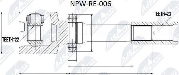 NTY NPW-RE-006 - Šarnīru komplekts, Piedziņas vārpsta autospares.lv