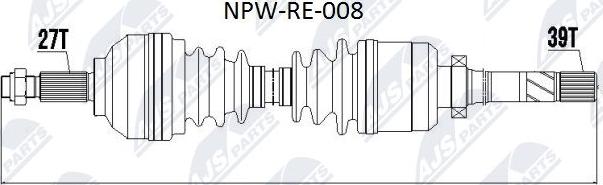 NTY NPW-RE-008 - Piedziņas vārpsta www.autospares.lv