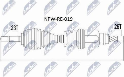 NTY NPW-RE-019 - Piedziņas vārpsta www.autospares.lv