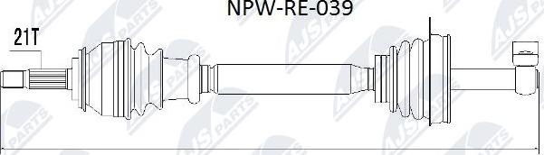 NTY NPW-RE-039 - Piedziņas vārpsta autospares.lv