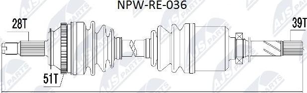 NTY NPW-RE-036 - Piedziņas vārpsta www.autospares.lv