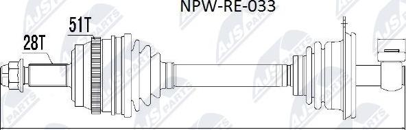 NTY NPW-RE-033 - Piedziņas vārpsta www.autospares.lv