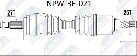 NTY NPW-RE-021 - Piedziņas vārpsta www.autospares.lv