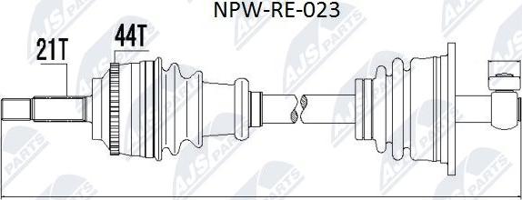 NTY NPW-RE-023 - Piedziņas vārpsta www.autospares.lv