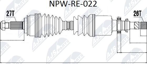 NTY NPW-RE-022 - Piedziņas vārpsta autospares.lv