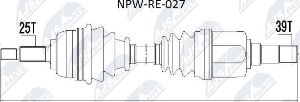 NTY NPW-RE-027 - Piedziņas vārpsta www.autospares.lv