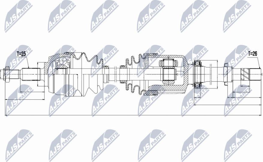 NTY NPW-RE-132 - Piedziņas vārpsta www.autospares.lv