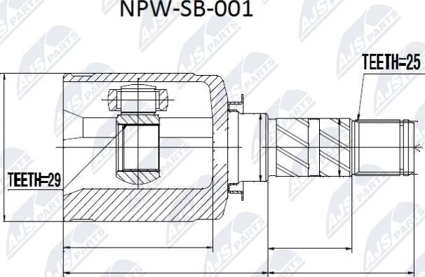 NTY NPW-SB-001 - Šarnīru komplekts, Piedziņas vārpsta www.autospares.lv