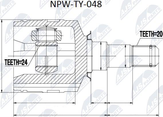 NTY NPW-TY-048 - Šarnīru komplekts, Piedziņas vārpsta www.autospares.lv