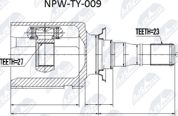 NTY NPW-TY-009 - Šarnīru komplekts, Piedziņas vārpsta www.autospares.lv