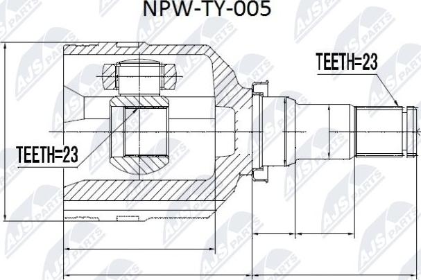 NTY NPW-TY-005 - Šarnīru komplekts, Piedziņas vārpsta www.autospares.lv