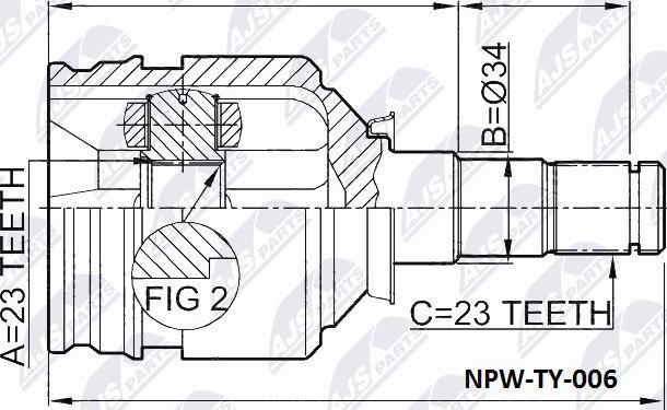 NTY NPW-TY-006 - Šarnīru komplekts, Piedziņas vārpsta autospares.lv