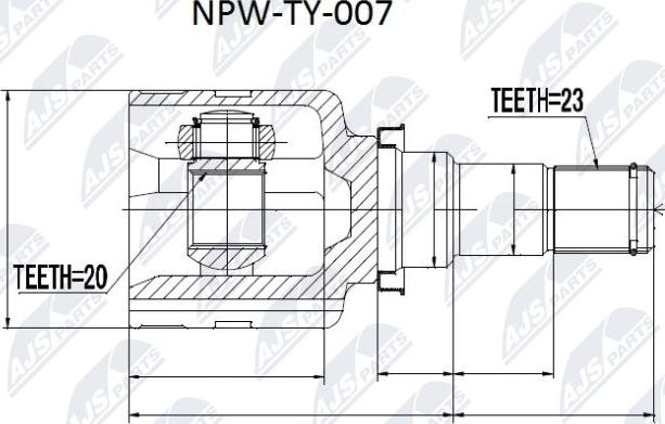 NTY NPW-TY-007 - Šarnīru komplekts, Piedziņas vārpsta www.autospares.lv