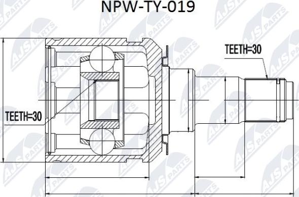 NTY NPW-TY-019 - Šarnīru komplekts, Piedziņas vārpsta www.autospares.lv