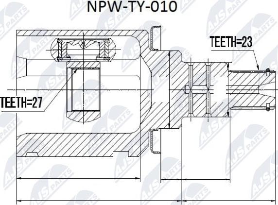 NTY NPW-TY-010 - Šarnīru komplekts, Piedziņas vārpsta www.autospares.lv