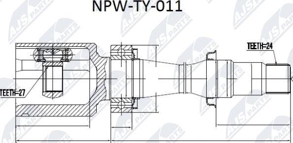 NTY NPW-TY-011 - Šarnīru komplekts, Piedziņas vārpsta www.autospares.lv