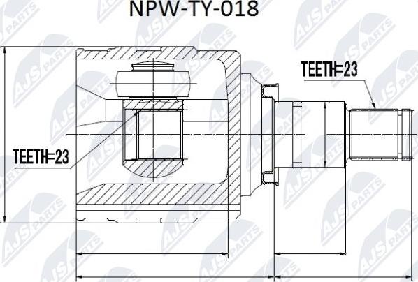 NTY NPW-TY-018 - Šarnīru komplekts, Piedziņas vārpsta autospares.lv