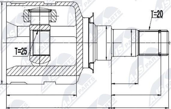 NTY NPW-TY-013 - Šarnīru komplekts, Piedziņas vārpsta www.autospares.lv