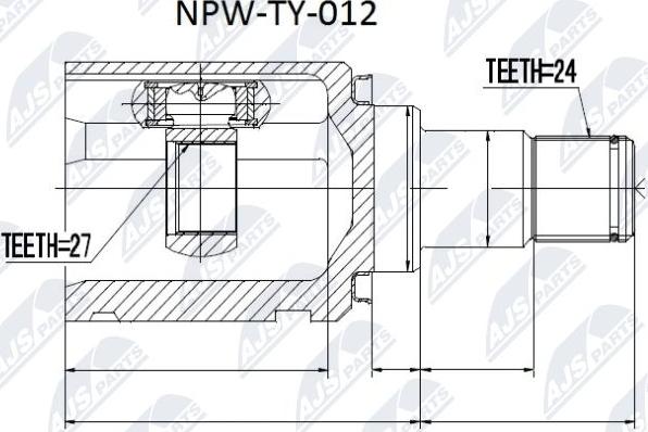 NTY NPW-TY-012 - Šarnīru komplekts, Piedziņas vārpsta www.autospares.lv