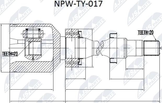 NTY NPW-TY-017 - Šarnīru komplekts, Piedziņas vārpsta autospares.lv