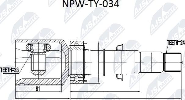 NTY NPW-TY-034 - Šarnīru komplekts, Piedziņas vārpsta autospares.lv