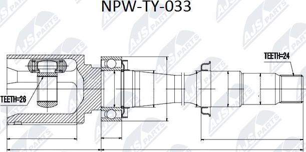 NTY NPW-TY-033 - Šarnīru komplekts, Piedziņas vārpsta www.autospares.lv