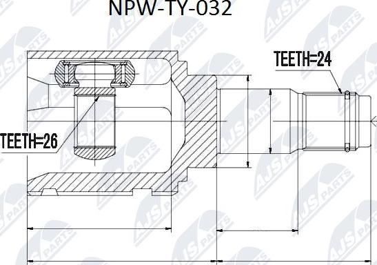 NTY NPW-TY-032 - Šarnīru komplekts, Piedziņas vārpsta www.autospares.lv