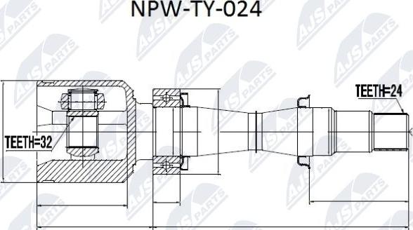 NTY NPW-TY-024 - Šarnīru komplekts, Piedziņas vārpsta autospares.lv