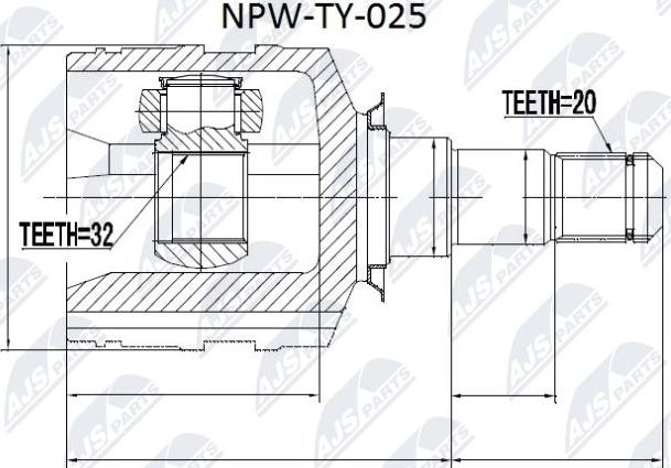 NTY NPW-TY-025 - Šarnīru komplekts, Piedziņas vārpsta autospares.lv