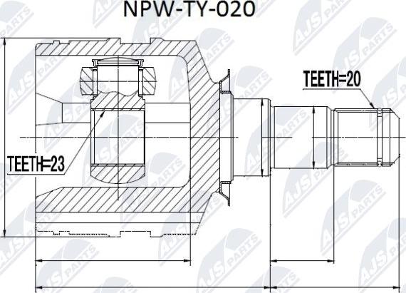 NTY NPW-TY-020 - Šarnīru komplekts, Piedziņas vārpsta www.autospares.lv